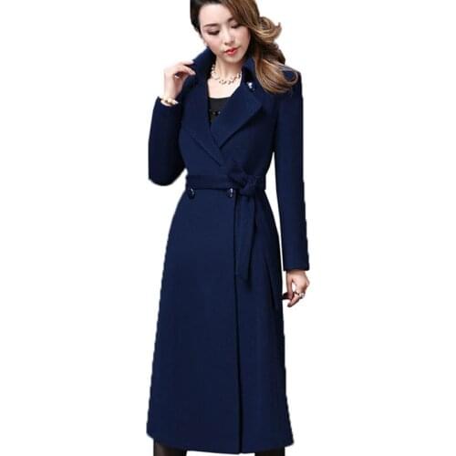 5XL Plus size Autumn Winter Wool Coat Womens Cashmere Woolen Coats 2018 New top quality Outerwear manteau Long femme hiver Z371