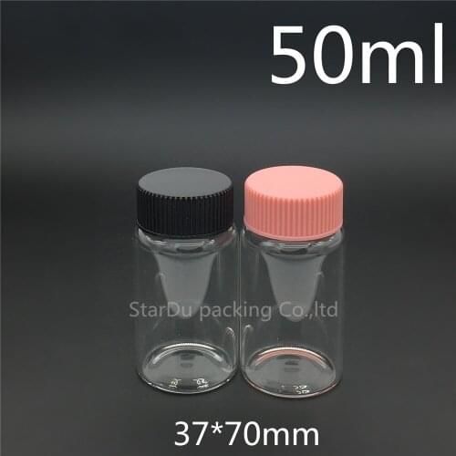 12pcs 37*70mm 50ml screw neck glass bottle with Plastic cap for vinegar or alcohol,carft/storage candy bottle