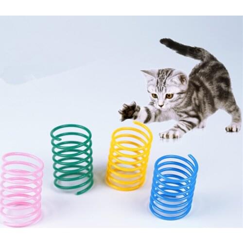 12Pcs Cat Spring Toys Creative Plastic Flexible Colorful Cat Coil Toy Cat Interactive Toy Cat Funny Toys Kitten Pet Accessories