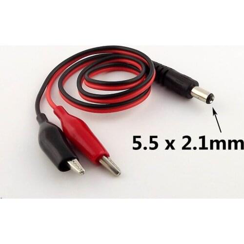 2pcs 5.5mmx 2.1mm Male DC Power Connector to Dual Alligator Clip Charger Adapter Cable 50cm
