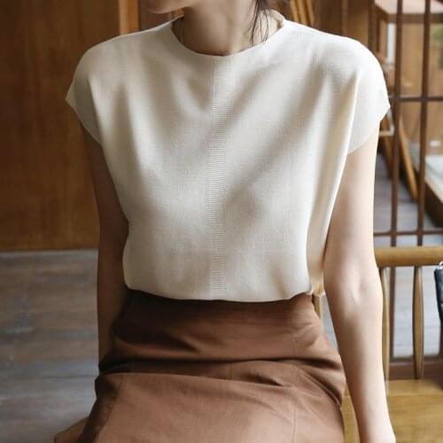 2021 Ice silk sweater short-sleeved womens T-shirt thin round neck loose half-sleeve womens shirt 20210122