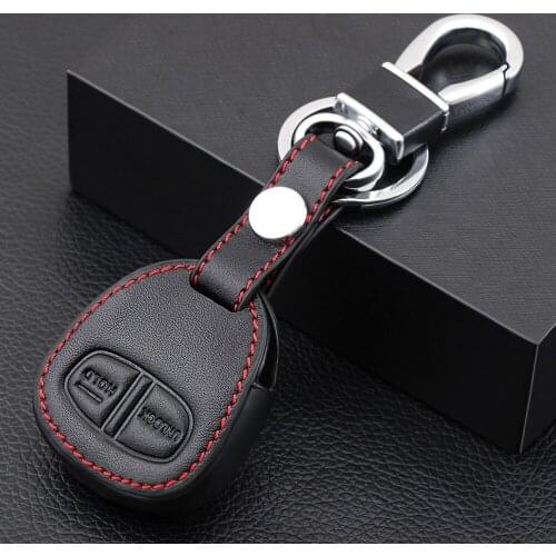 Genuine Leather Key Case Cover For Mitsubishi Lancer EX ASX Outlander Galant Pajero 2 Buttons Remote Car Key Jacket