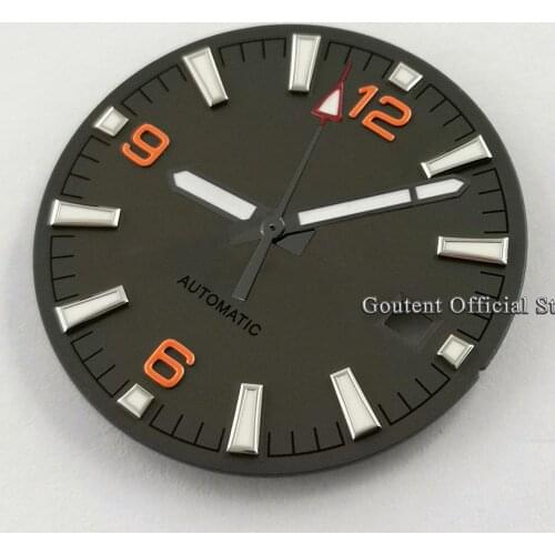 Goutent 31mm Sterile Gray Watch Dial With Black Watch Hands Fit ETA 2836/2824 DG2813/3804 Miyota 8215 821A 8205 Movement