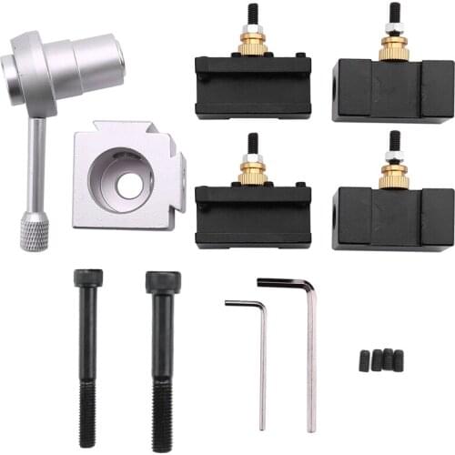 Mini CNC Lathe Tool Holder Quick Change Tool Post Cutter Holder Screw Kit Set Boring Bar Turning Facing Holder Wrench