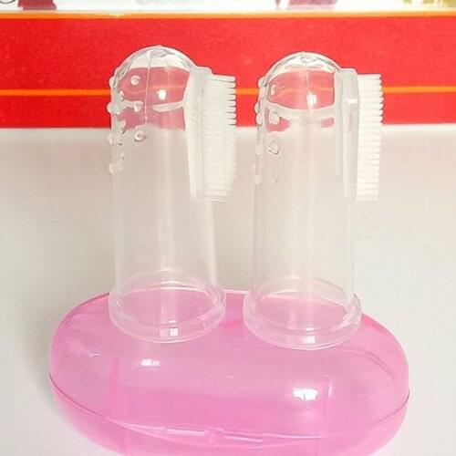 Toothbrush + Box Baby Finger Toothbrush Soft Silicone Infant Tooth Brush Children Teeth Clean Rubber Cleaning Baby Brush