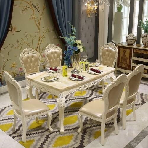 European dining table marble dining table domestic dining table dining table chair combination rectangular solid wood furniture