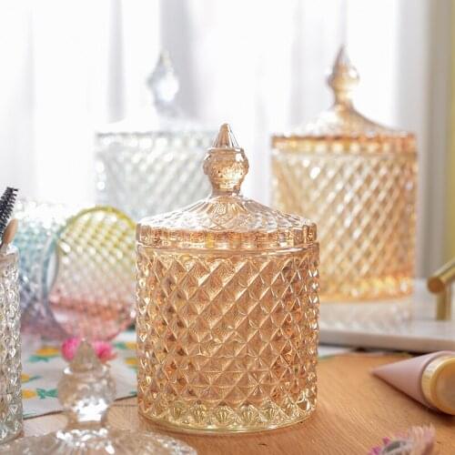 European-style Storage Glass Jar Jewelry Box Candy Storage Jar Home Decoration Color Living Room Dining Room Decoration