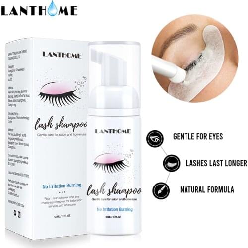 50ml Eyelash Extensions Shampoo + Brush No Stimulation Makeup Clean Eyelash Extension Glue Eye Lash Cleaning Foam Pump Design