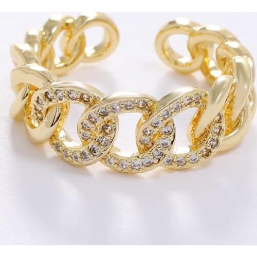 LUALA 16K Gold Colour Women Rings for Women AAA Zircon Charming Adjustable The Chain Rings Jewelry For Women Party Gifts