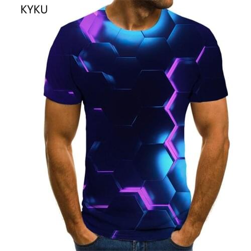 KYKU Abstract T shirt Men Geometry Tshirts Casual Art Funny T shirts Harajuku Shirt Print Short Sleeve Hip hop New Style O-Neck