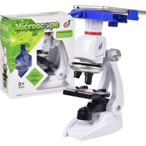 Microscope Kit Lab LED 100X-400X-1200X Home School Science Educational Toy Gift Refined Biological Microscope For Kids Child