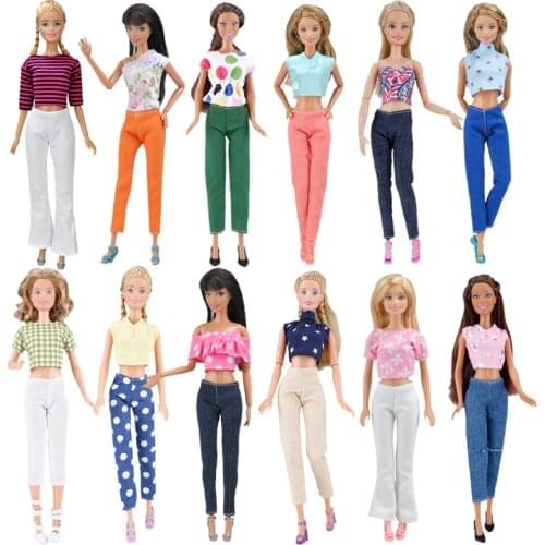 Fashion Handmade 10 Items/set Barbie Doll Clothes High Quality Pants Daily Casual Wear Office Dress For Barbie Doll Accessories
