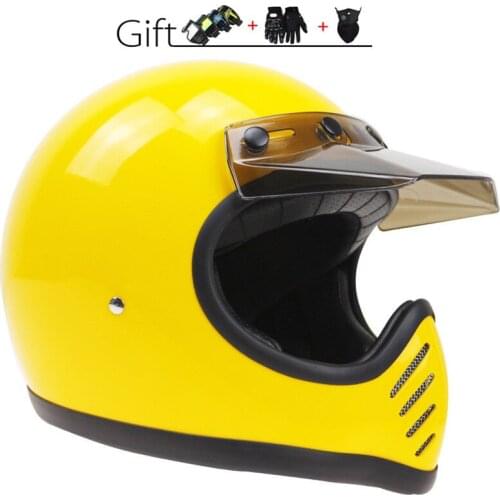 Japanese TT&CO Cascos Style Fiberglass Full Face Motorcyle Helmet MOTO-3 Cafe Racer Helmet DOT Approved Vintage Scorpion Helmet