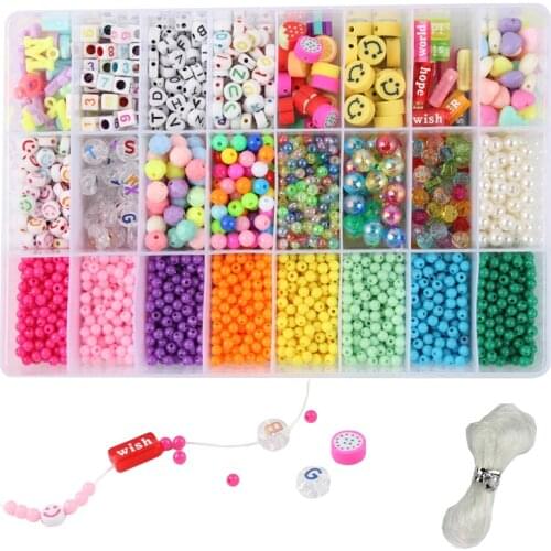 3400pcs Children Beads Kit For DIY Bracelet Necklace Letter Beads+Colored Arylic Beads+Pearls Jewelry Making Set Christmas Gift