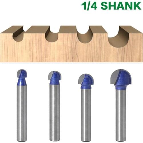 1/4Pcs 1/4 Shank Professional level Ball Nose Router Bits Set End Mill Round Cove Box Solid Carbide CNC Radius Core Milling Bit