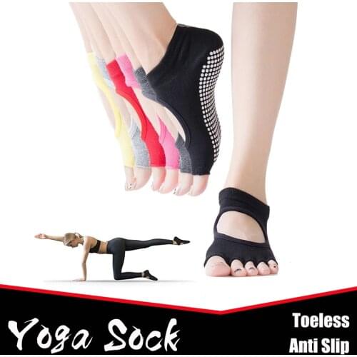 Toeless Non Skid Sticky Grip Yoga Socks for Women Anti Slip Lady Gym Fitness Sports Pilates Professional Dance Sock
