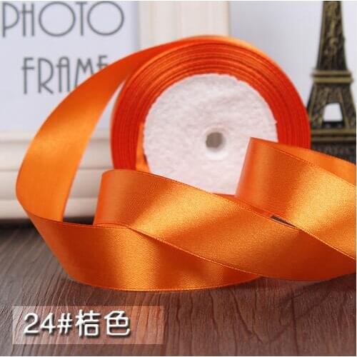 Wholesale (22 meters/lot) 1" (25mm) Orange Single Face Satin Ribbon Webbing Decoration Gift Christmas Ribbons DIY Candy Box Dec