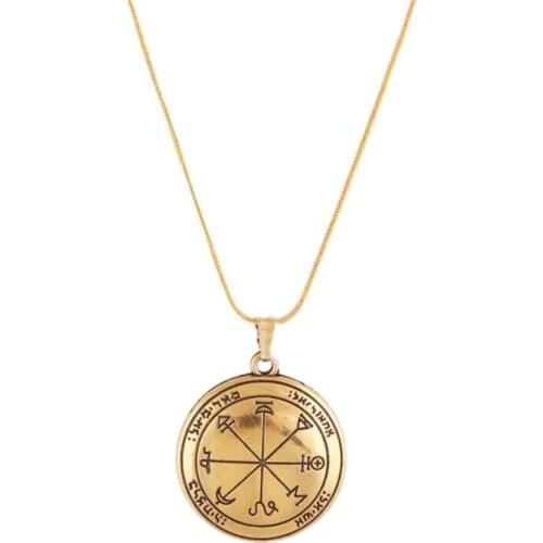 Zinc Alloy Metal Rune Hexagram Necklace Amulet Good Luck Fortune General Jewelry Accessories Necklace