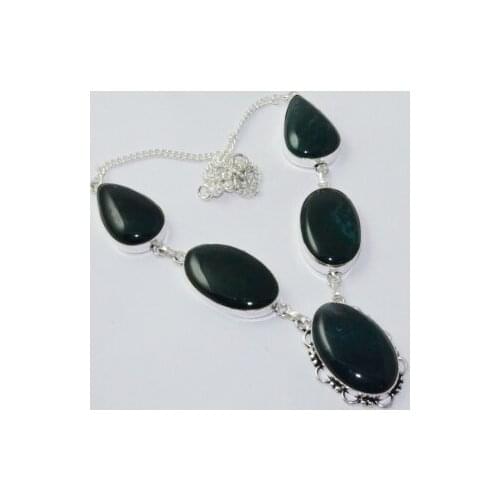 Bloodstone Necklace Silver Overlay over Copper, 51 cm, N1808