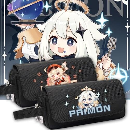 Genshin Impact Venti Diluc Klee Keqing Paimon Lumine Pen Bag Stationery Fashion Student High Capacity Pencil Case Storage Bags