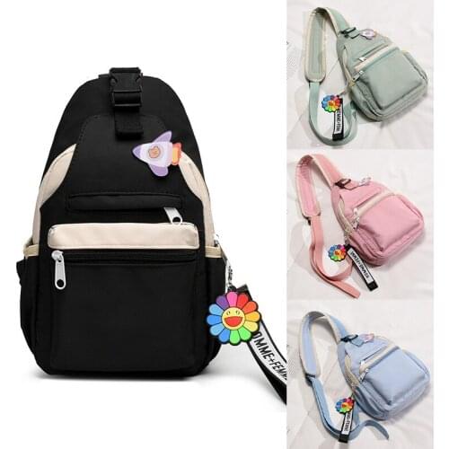 Ladies Ins Casual Messenger Bag Shoulder Bag Fashion Teenager School Student Wild Canvas Chest Bags Cute Travel Tote Bags Pack