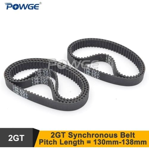 POWGE 10pcs 130/132/134/136 2GT Timing Belt W=6/9mm Teeth 65/66/67/68 GT2 Closed-Loop Synchronous Belt 130-2GT 132-GT2