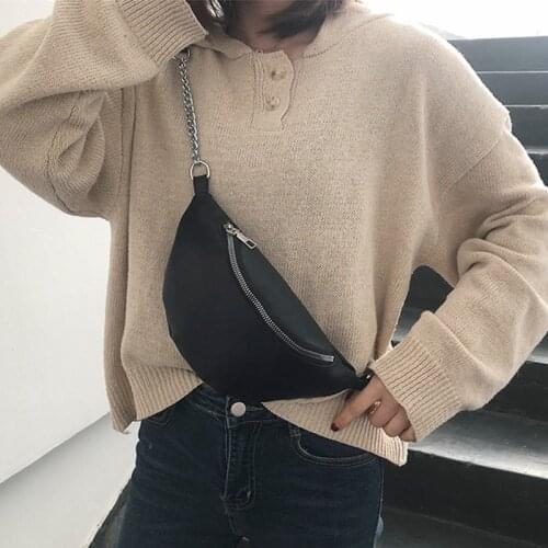 Fashion Chain Fanny Pack Waist Bag New Brand Belt Bag Women Waist Pack PU Leather Chest Bag