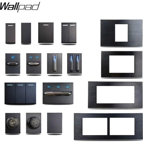 DIY 1 2 3 Gang 2 Way Intermediate Cross Pass Switch with LED Wallpad Brushed Aluminiuium Frame AU US 118*75mm 153*75mm 191*75mm