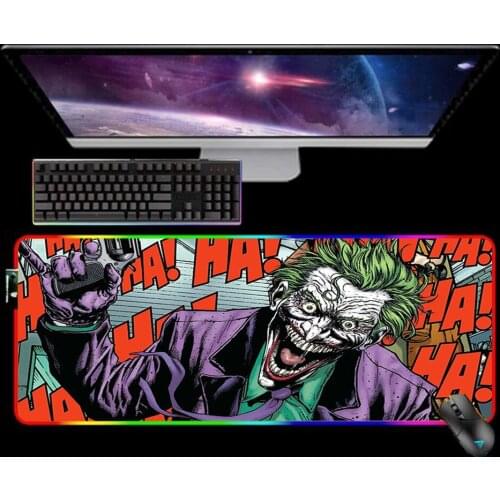 RGB Funny Mouse Pad Joker Laptop Gaming Accessiores XXL Mousepad Tapis De Souris Mause Pad Rubber No-slip with Backlit Mausepad