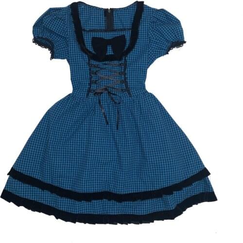 Ruibbit Japanese Lolita Punk Preppy Style Gothic Girls Dress Blue Plaid Women Puff Sleeve Summer Mini Short Dresses