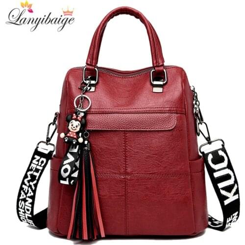 High Quality Leather Women Backpack Large Capacity Travel Backpack Fashion School Bags for Teenagers Girls Shoulder Bags Mochila