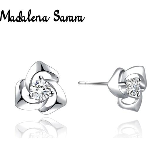 MADALENA SARARA S925 Earring AAAA Cubic Zirconia Inlaid Small Flower Style Girls Earring High Polishment