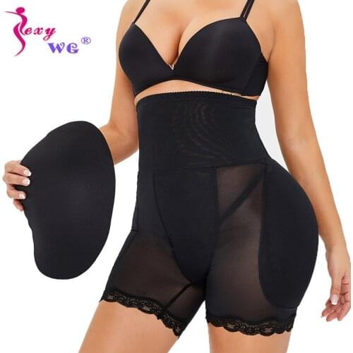 SEXYWG High Waist Body Shaper Sponge Pads Butt Lifter Hips Up Belly Slim Fake Ass Pants Padded Shapewear Panties Plus Size