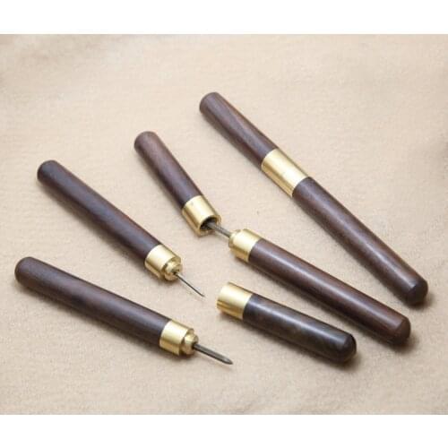 DIY Wood Handle Leather Stitching Awl Leather Tools Canvas Leathercraft Sewing Needle Kit Costura Sewing Scratch Awl 3/4/5/6mm