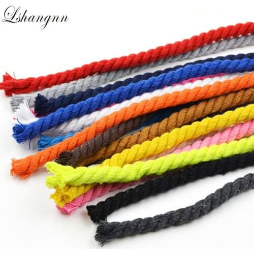 100% Cotton 10 Meters 3 Shares Twisted Cotton Cords 8mm DIY Craft Decoration Cotton Rope For Bag Belt Sewing Accessories Craft