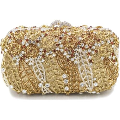 Blue Luxury gold purple color Handbags Women green Crystal Clutch Flower Evening Bags Wedding Floral Handbags Bridal Party Purse