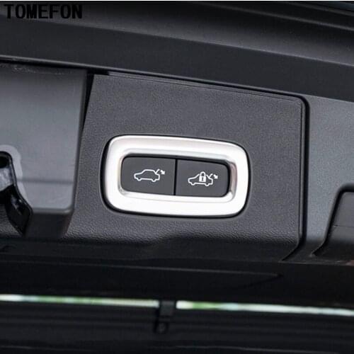 TOMEFON For XC60 XC 60 2018 2019 SUV Interior ABS Rear Trunk Door Switch Button Covers Trim Contral Garnish Frame Car Styling