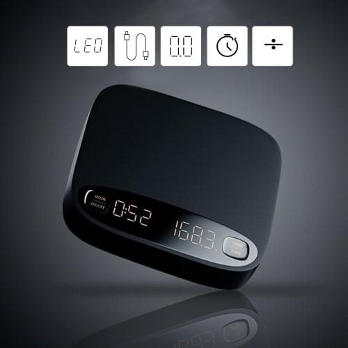 2kg 0.1g Kitchen Scale Electronic Coffee Scales with Timer Precision USB Libra Weighing Tool For Home and Kitchen