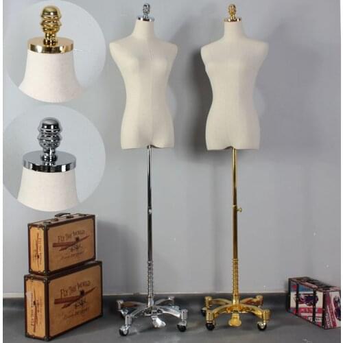 High Level Fabric Covered Female Half-Body Mannequin Fashion Model Mannequin Cloths Display