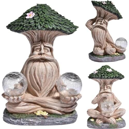 Funny Treeman Sculptures Night Light Tree Man Statue Solar Light Outdoor Lawn Lamp Resin Ornaments Garden Decoration