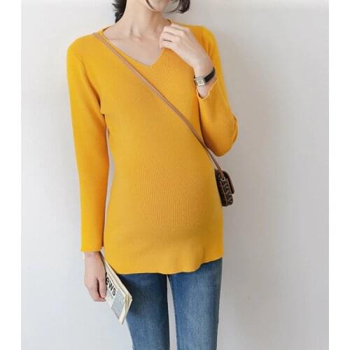 Winter Plus Velvet Postpartum Maternity Bottoming Sweater Breast Feeding Knitting Pullovers For Pregnant Women Pregnancy Tops