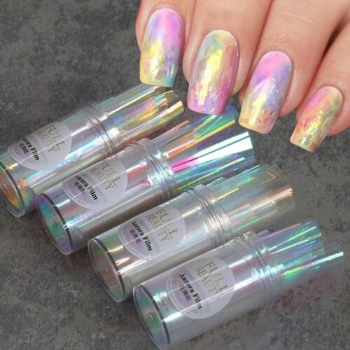 1m Iridescent Aurora Foil Nail Art Sticker Reflective Broken Glass Paper Film Roll Nails Decal Manicure Decor Accessory BE1900-1