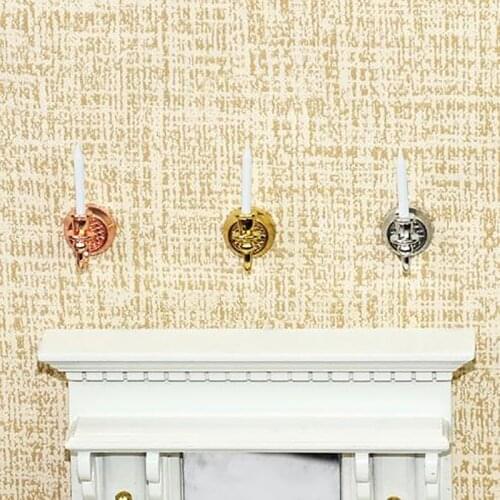 1Pair 1/12 Scale Dollhouse Miniature Metal Wall Decoration Candle Furniture Acccessories