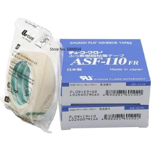 10rolls/lot) Japan CHUKOH T0.08mm*W13/19/25mm*L10m ASF-110FR PTFE Heat Resistant Adhesive Tape For High-temperature Sealing