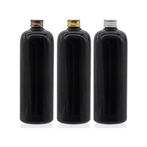 14pcs 500ml Black Empty Plastic Cosmetic Container Aluminum Cap Shampoo Washing Package Bottles 500cc Liquid Soap Lotion Bottle