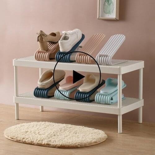 2-4 New Simple Style Shoe Cabinet Storage Shoes Adjustable Shoe Rack Double Slippers Rack Layered Shoe Rack Shoe Organizer
