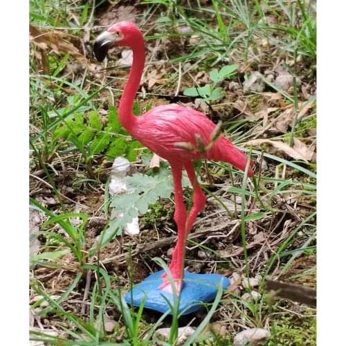 2 PCS Realistic Red Flamingo Bird Model Figure Model Home Ornament