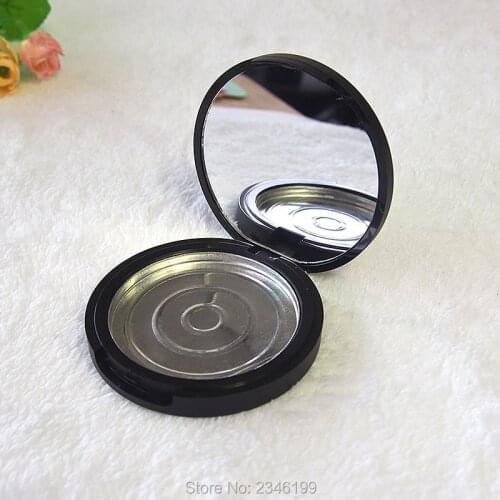 20pcs/lot High Grade Empty Eyeshadow Powder Case, 58.5mm DIY Matte Black Blush Compacts, Frosted Lipstick Subpackage with Mirror