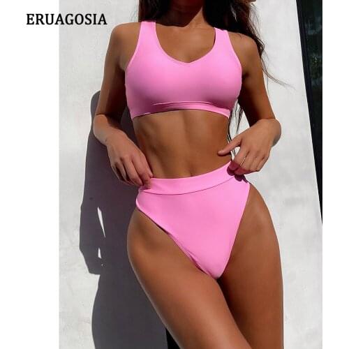 2021 Sexy Pink High Waisted Swimwear Women Push Up Bikini Swimsuit Female Bathing Suit Brazilian Biquini Beach Wear