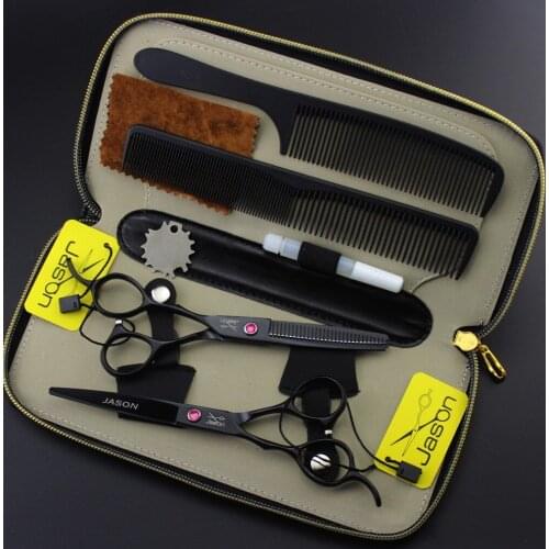 351# 4Pcs Suit Left Hand Hairdressing Scissor 6.0'' 17.5cm Brand Jason Japan 440C Cutting Scissors Thinning Shears Hair Scissors